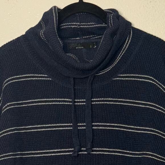 PrAna Milani Dress Nautical Stripe Waffle Knit Funnel Neck Blue Women's Small - Picture 7 of 16